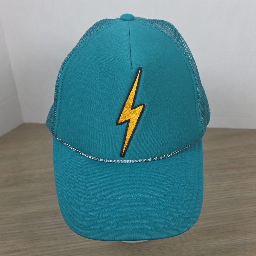 Aviator Nation Lightning Bolt Trucker Hat Teal Mesh Snapback Cap Unisex